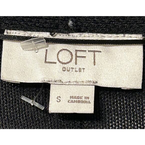NWOT Women's Loft Outlet Small Black Long Sleeve Open Front Sweater - Picture 2 of 4